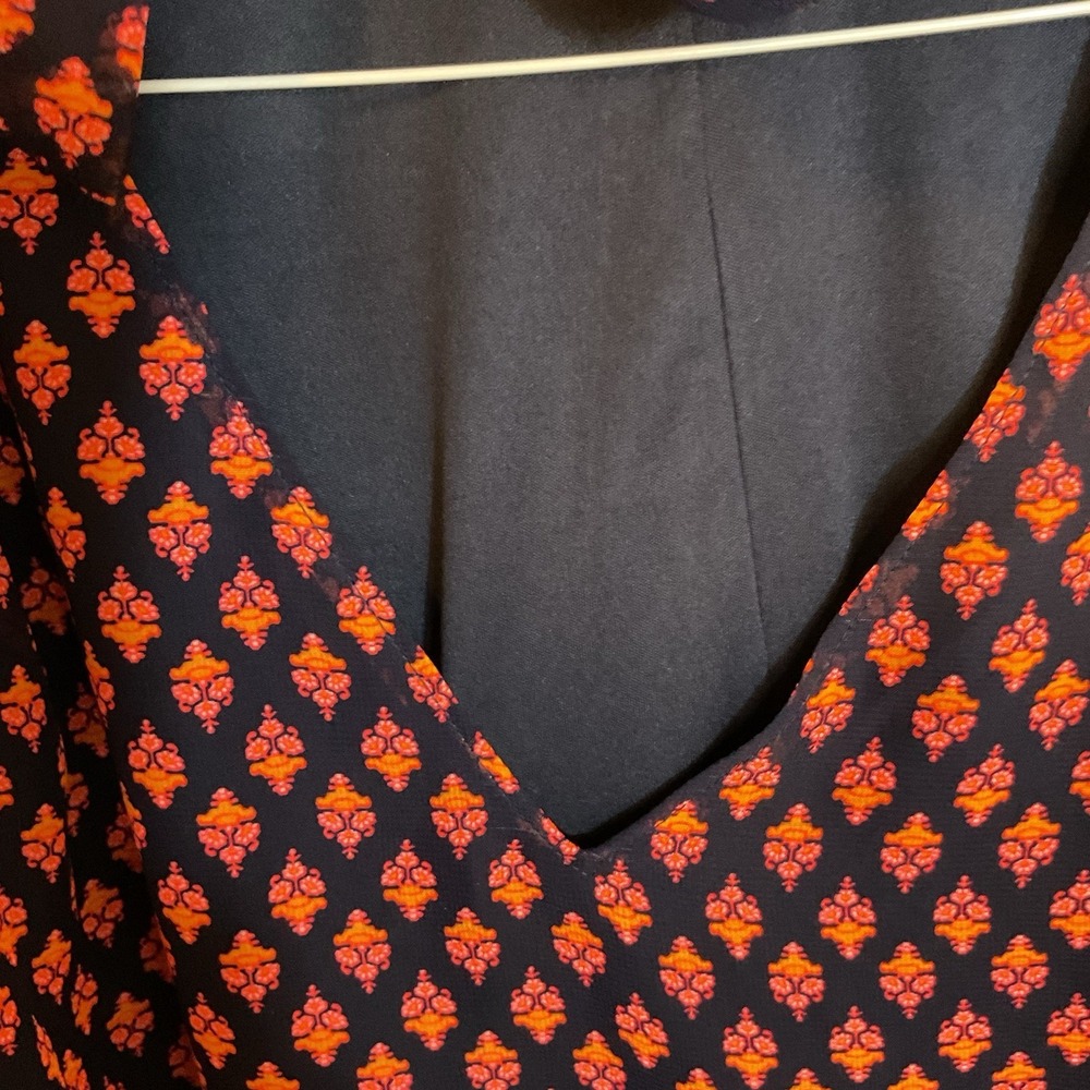 Lane Bryant Floral Print Long Sleeve Blouse Women Size 28 Navy/orange/ Pink - Picture 6 of 9